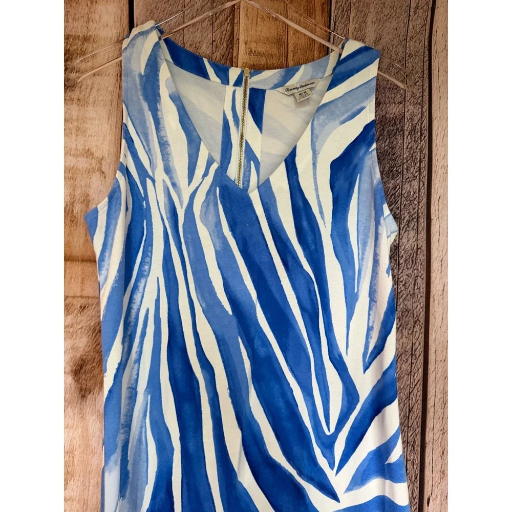 Tommy Bahama Zebra Print Dress Blue White Resort Vacation Coastal Summer Medium - Picture 3 of 9